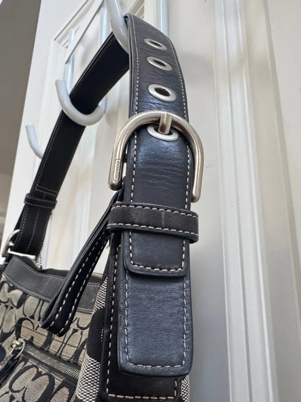 Coach Vintage Black and Gray Signature Jacquard Shoulder Bag